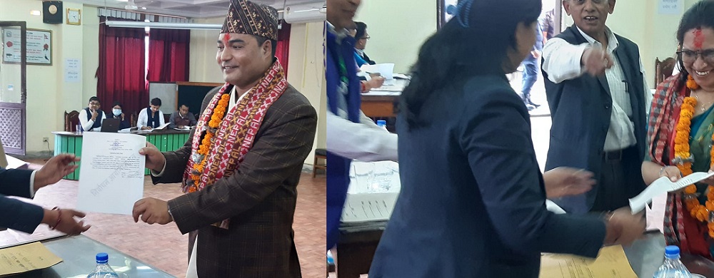 बनेपामा एमालेबाट प्रमुख र उपप्रमुखका उम्मेदवारले गराए मनोनयन दर्ता